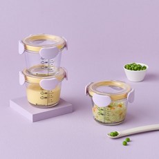 락앤락 리틀럽 디어 이유식용기 원형 밀폐캡 260ml 3P, 스카이블루