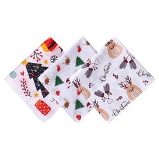 HOULIFE 남성용 여성용 크리스마스 손수건 60S 코마 면 꽃무늬 프린트 선물 혼합 2-3개 135191