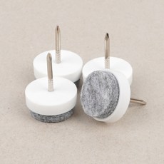 가구용 바닥 소음방지 패드 원형 압정형 미끄럼방지 4개입, 20mm - 화이트