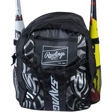 Rawlings | SAVAGE Backpack Gear Bag Tee Ball / Baseball Softball Black, Black / Silver