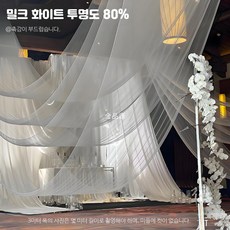 커튼 거실용 물빛 웨딩 촬영 소품 반투명, 1개, 밀크 화이트 3m 폭 메쉬