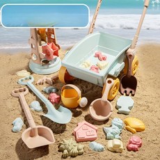 아동용 모래놀이 세트 물놀이 모래삽 모래통 모래놀이도구, 1개, 카트+모래시계 25종 삽 2개