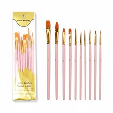 더하임 도색용 붓 10종 올인원 세트 프라모델 피규어 건담 건프라 미니어처 디테일링 브러쉬, 1세트, 핑크