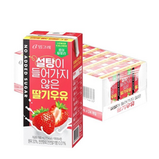 빙그레 설탕이 들어가지 않은 딸기우유, 190ml, 24팩