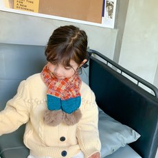 韓版格紋兒童保暖圍巾圍脖 (0-6歲) - 兒童造型脖圍