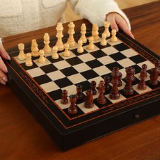 체스게임 고급체스 보드게임 휴대용 서랍형 두뇌 30x30 클래식, 2. 라지38X38 왕높이7.8cm