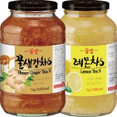 꽃샘 꿀생강차S 레몬차S 2kg, 1세트, 2개입