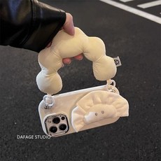 毛絨立體可愛餃子手提蘋果手機保護殻