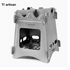 山道具屋 鈦工匠 Ti artisan WS009 純鈦組合式柴火爐 焚火台 口袋柴爐 輕便耐用 戶外露營, 1個, WS009ST 小號卡片爐 208g