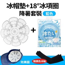 冰帽墊冰項圈降暑套裝 頭部降溫安全帽冰墊, 1個, 白冰帽墊+冰涼圈18度藍色 戶外冰涼套裝