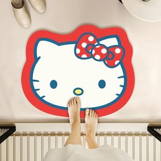 GOYES 헬로키티 물흡수 발매트 규조토 욕실 주방 매트, 1개, 레드