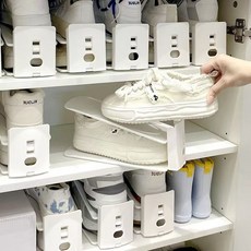 신발 수납 공간 신발 받침대 이중 조절 신발대 가정용 신발함 신발장 층별 접기 칸막이 선반 받침대, 1세트, 회색