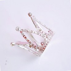 진주 크리스탈 장식 미니 왕관 케이크 데코 웨딩 파티 생일 기념일 축하 디저트, 1개, 로즈골드12P