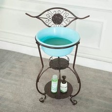 철제 세수대야 랙 받침대 야외 화장실 농촌 거치대 스탠드 세면대 욕실 간이 수건걸이, 1개, J. 고대 청동 Liaoning Jilin Heilon