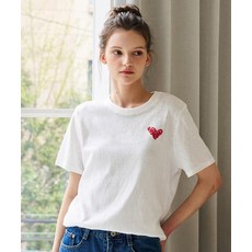 르샵 여성용 데일리 하트 로고 반팔 티셔츠 DQ2LW023A
