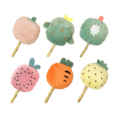 水果造型貓薄荷逗貓棒 毛絨貓玩具 木天蓼貓棒 貓咪互動玩具, Multiple Colors, 10個