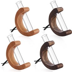 Datanly 4피스 미니 유리 자동차 꽃병 클립 홀더 자동차 번식 꽃병 벤트 클립 식물 홀더 자동 유리 튜브 식물 장식 나무 장식품 장식 액세서리 (혼합 나무 색상)