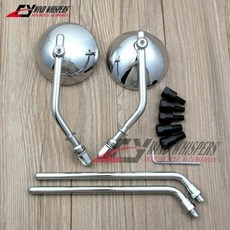 오토바이 레트로 라운드 볼록 백미러 할리 883 1200 혼다 CB400 피아지오 베스파 트라이엄프 T100 쵸퍼 카페 레이서, 2)chrome small mirror