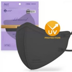 아에르 어드밴스드 라이트 보건용 마스크 L KF80, 1개입, 30개, 블랙