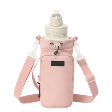 水壺袋/水壺背帶/水壺包/保溫杯袋/飲料背帶/水壺袋斜背/保溫瓶袋/飲料背袋/水瓶背帶, 粉紅色（適合1000ml以内）, 1個