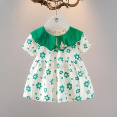 DIU 童裝女童短袖連衣裙洋氣小裙子女寶寶碎花裙子嬰兒夏天短袖裙