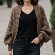 플라카 여성 루즈핏 오픈 하찌 니트 숄 볼레로 가디건