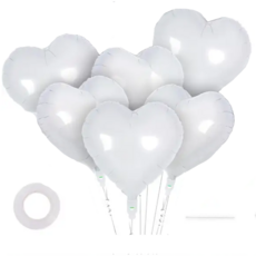 파파 파티 하트풍선 풍선끈 세트, 1세트, 화이트 6p
