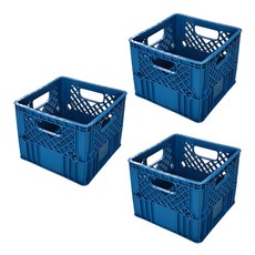 뉴플라스틱 플라스틱 우유상자 밀크박스 감성 캠핑 운반 수납 바구니 3개 1세트, 우유_야스마리나블루(3개묶음)