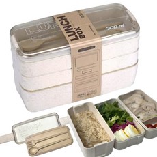 그루폴 원터치 도시락통 3단 전자레인지 ok 직장인 피크닉, 3단 1세트, 감성아이보리+숟가락포크세트포함