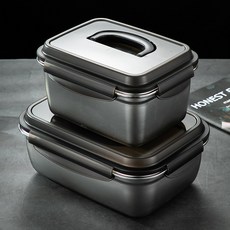 DZAT SUS 304 스텐 김치통 대형 래치락 밀폐용기 세트, 4개, 2.8L