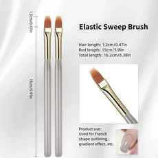 프로페셔널 프렌치 네일 아트 브러쉬 세트 반달 모양 UV 젤 아크릴 페인팅 DIY 매니큐어 도구 1/2개, 15 Sweep Brush 2PCS