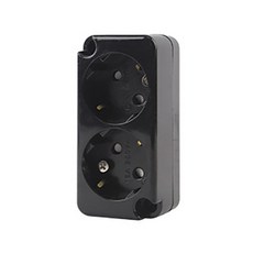 나노 노출 2구 콘센트 나사타입 블랙 국산 전기콘센트 220V, 1개