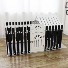 강아지 반려견 가림막 대형견 플라스틱 펜스 펫룸 견사, 1개, 딥 그린+화이트 도어+화이트 반 상단