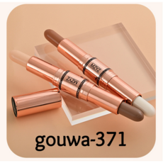 gouwa-371 양면 컨투어 스틱 하이라이트 스틱 입체 수정 코 그림자 음영 얼굴 밝기 펜슬, 01# 고광택, 1개