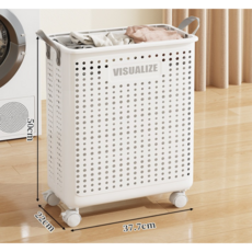 라이복 이동식 수납 접이식 빨래 바구니, 화이트중형