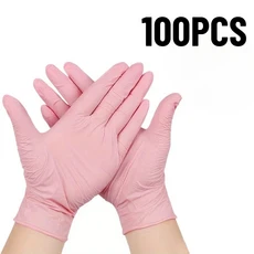 50/100PCS 일회용 딥 핑크 라이트 장갑 가정용 청소 니트릴 다목적 애완 동물 목욕 도구, 04 L, 04 100PCS-Light Pink