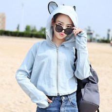 防曬衣女夏季新款防紫外線戶外騎車輕薄透氣寬鬆耳朵款防曬服