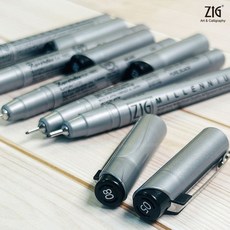 지그 밀레니엄 파인라이너 1자루 5종/중성잉크 피그먼트잉크 계열의 라이너, ZIG-MS-08/010