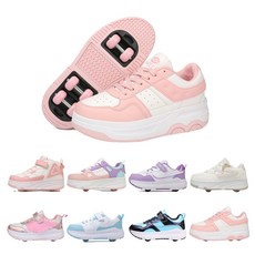 PHTTER 신규업그레이드 롤러슈즈 바퀴달린 운동화 6륜 S01, 핑크색, 1개