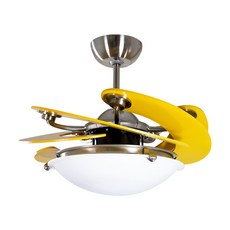 芬朵 46吋 SOLE系列 燈飾遙控吊扇 循環扇 空調扇 吊扇燈 (SOLE46), 沙鎳色+黃色