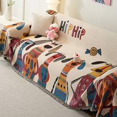 多巴胺卡通沙發蓋布巾新款四季通用一片式全包防滑坐墊套罩, 1件, 汪星家園【兩面可用】