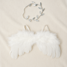 [스윗베베] [KC인증완료] 아기 천사날개 셀프촬영 소품 50일 100일 200일, 천사 날개 + 월계수 헤어밴드 (배경천없음), 1개