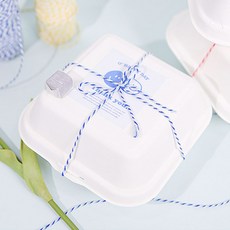 SANS 스마일 피크닉 도시락 디저트 선물 구디박스+스티커+포장끈 DIY 20개입 SET, 1세트, [4.땡큐(블루)]