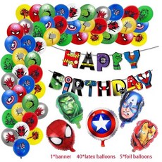 생일 파티 학예회 이벤트 할로윈 용품 어벤져스 풍선 스파이더맨 아이언맨 헐크 슈퍼 히어로 장식 식기 배너 배경, Other, 1Set U