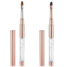 LXUEJIE 네일 아트 클린업 브러시 디자인 페인팅 DIY 및 큐티클의 폴란드 실수 청소용 타원형 미세 각도 젤 브러시 2개 라인스톤 핸들