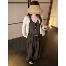 慵懶風防曬開衫三件套, 咖啡色三件套,L