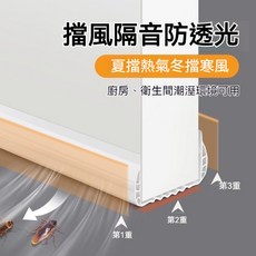 桃園出貨 門底密封條 門底靜音條 門縫密封條 阻擋條 隔音條 門下密封條 門底防風條 防蟲密封條 隔音阻光 門縫膠條, 1個, 新一代[真靜音款]灰色,一條裝[91公分左右]
