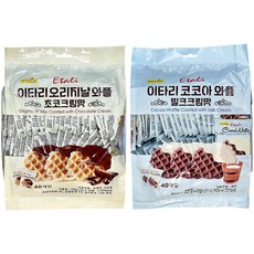 이타리 코코아 와플 밀크크림맛 40개입 + 이타리 오리지날 와플 초코크림맛 40개입, 1세트, 280g