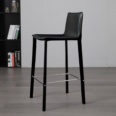簡約皮革吧椅，設計師前臺椅，家用島台吧檯椅，淺灰色, 詳見包裝, 詳見包裝, 黑色【坐高可以定製】