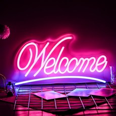 Welcome 웰컴 LED 네온사인 인테리어 조명 42x23cm